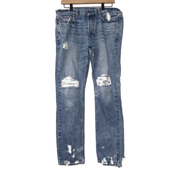 NSF Easy Straight Whiskered High Rise Distressed Jeans 31 - Picture 1 of 11